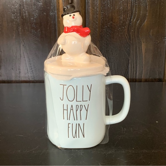 Rae Dunn JOLLY HAPPY FUN Frosty the Snowman Topper Mug - Picture 2 of 10